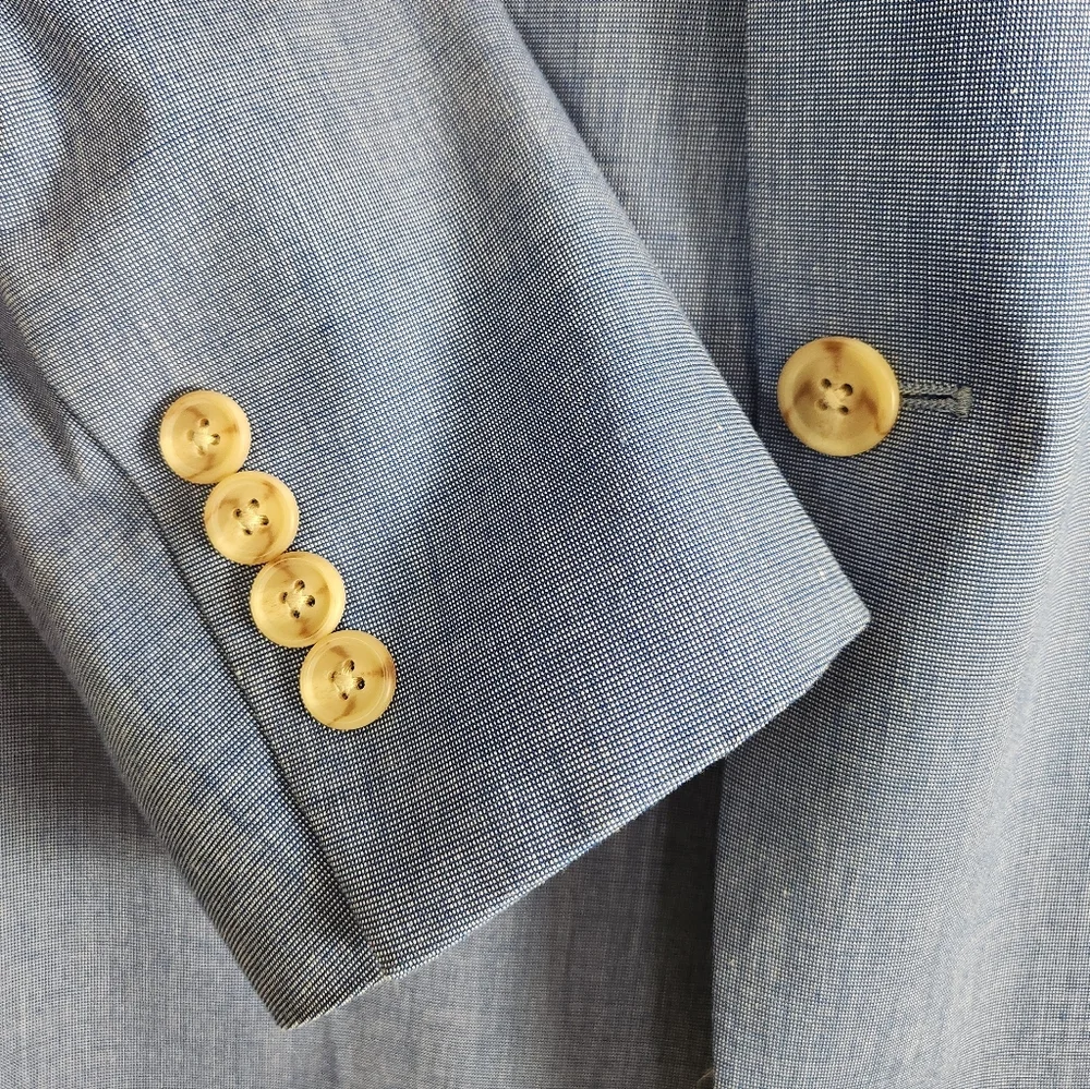 Saddlebred Business Casual Blue Chambray Sports Coat Cotton Size 40R